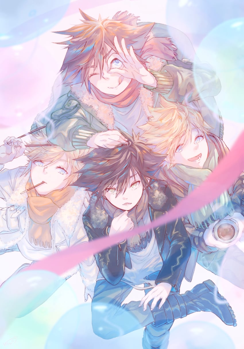 sora, roxas, ventus, and vanitas (kingdom hearts) drawn by twilight_yuuhi