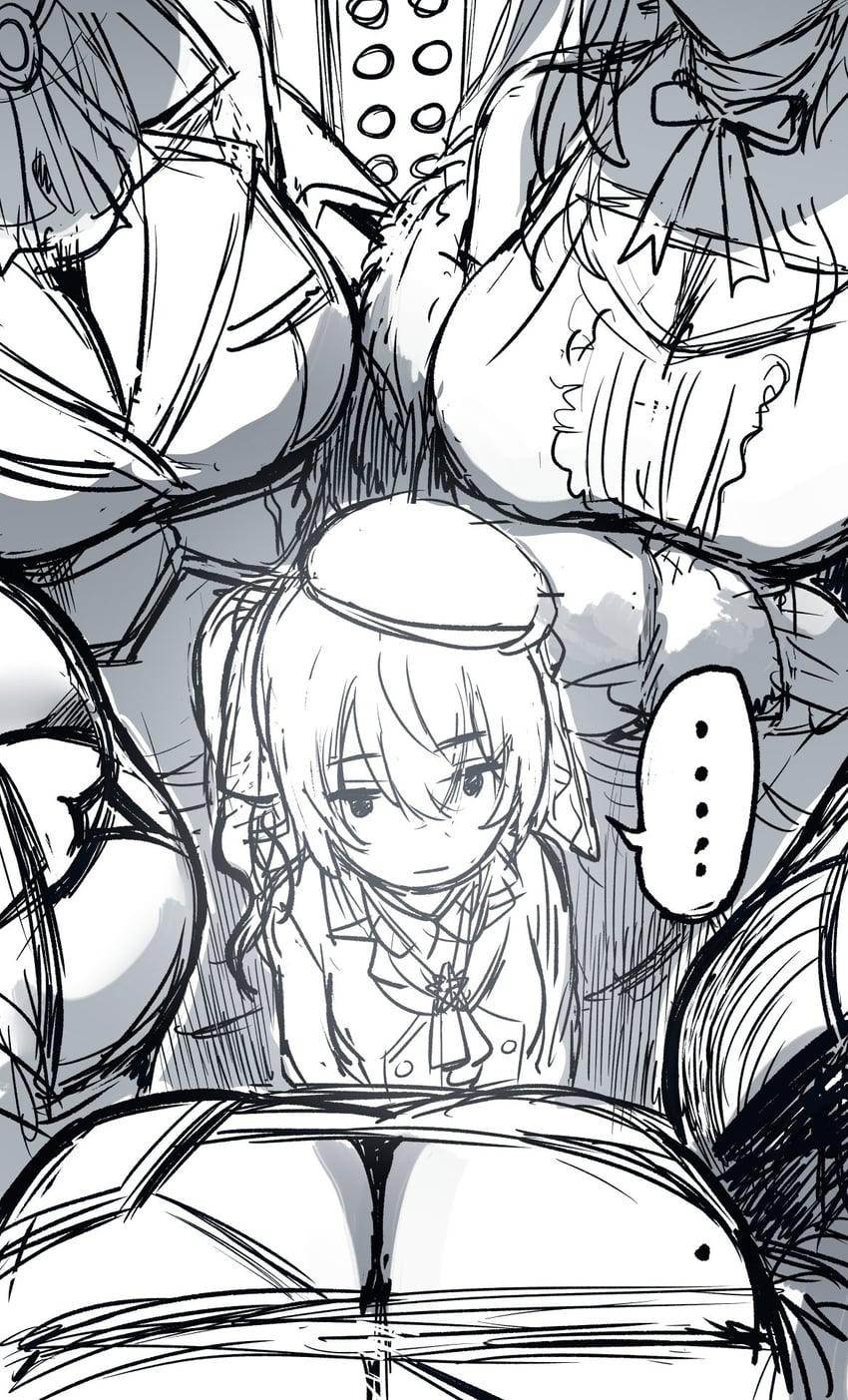 houshou marine, hoshimachi suisei, shirogane noel, yukihana lamy, shiori novella, and 1 more (hololive and 1 more) drawn by hews