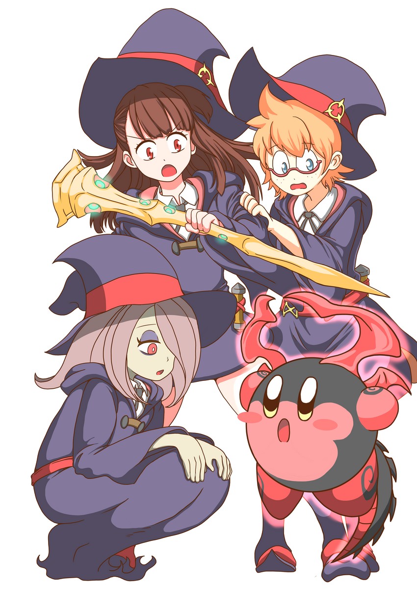 kirby, kagari atsuko, sucy manbavaran, and lotte jansson (kirby and 1 more) drawn by mynameissuusan