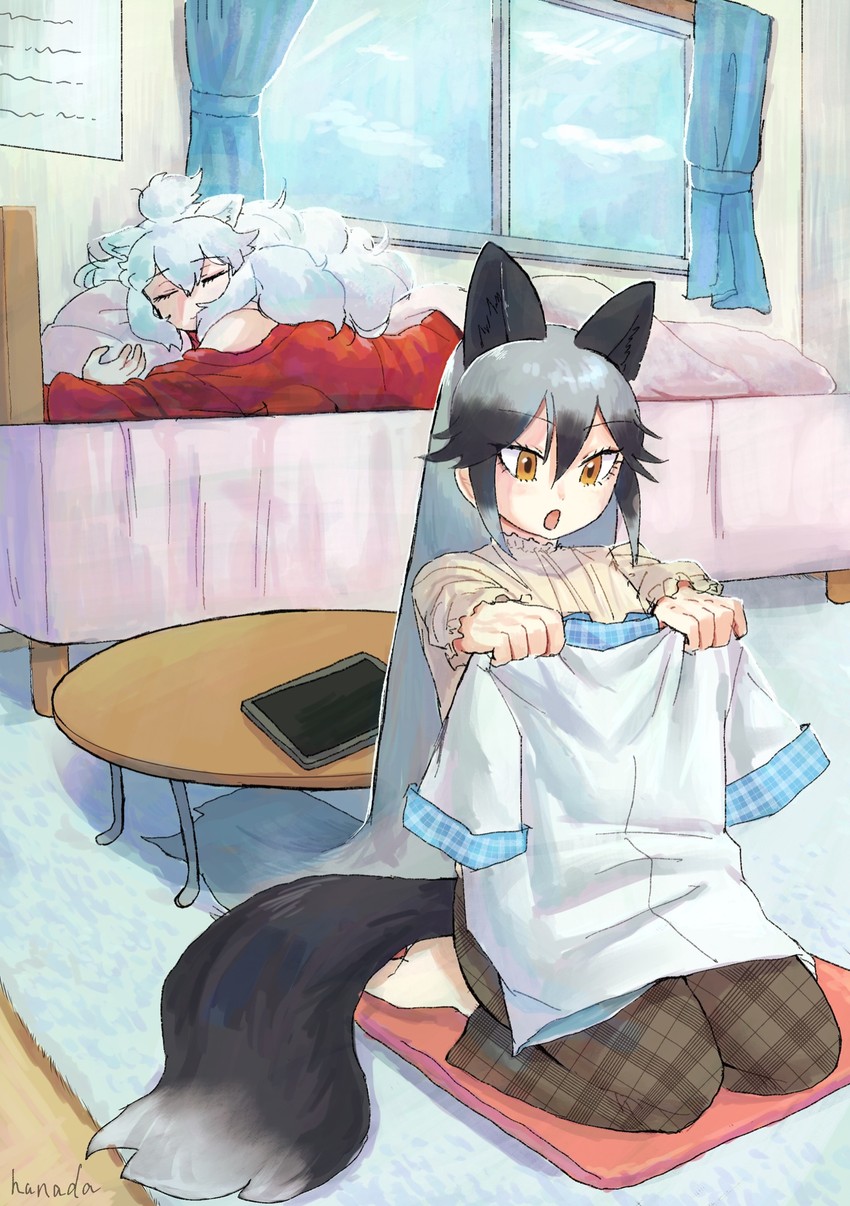 silver fox and white lion (kemono friends) drawn by hanada_(cobalt003)