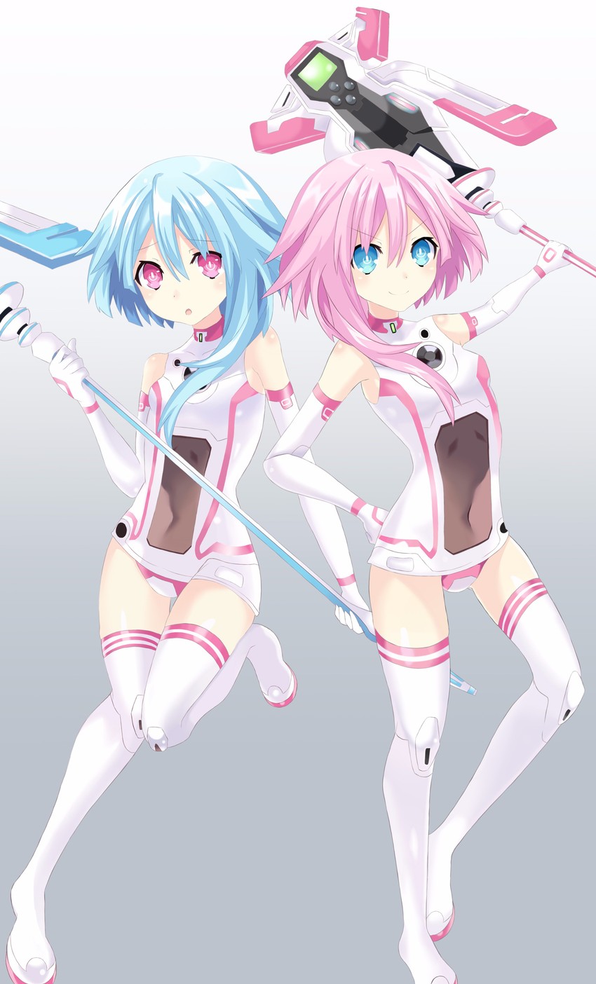white sister ram and white sister rom (neptune) drawn by ramu-on@_shinon