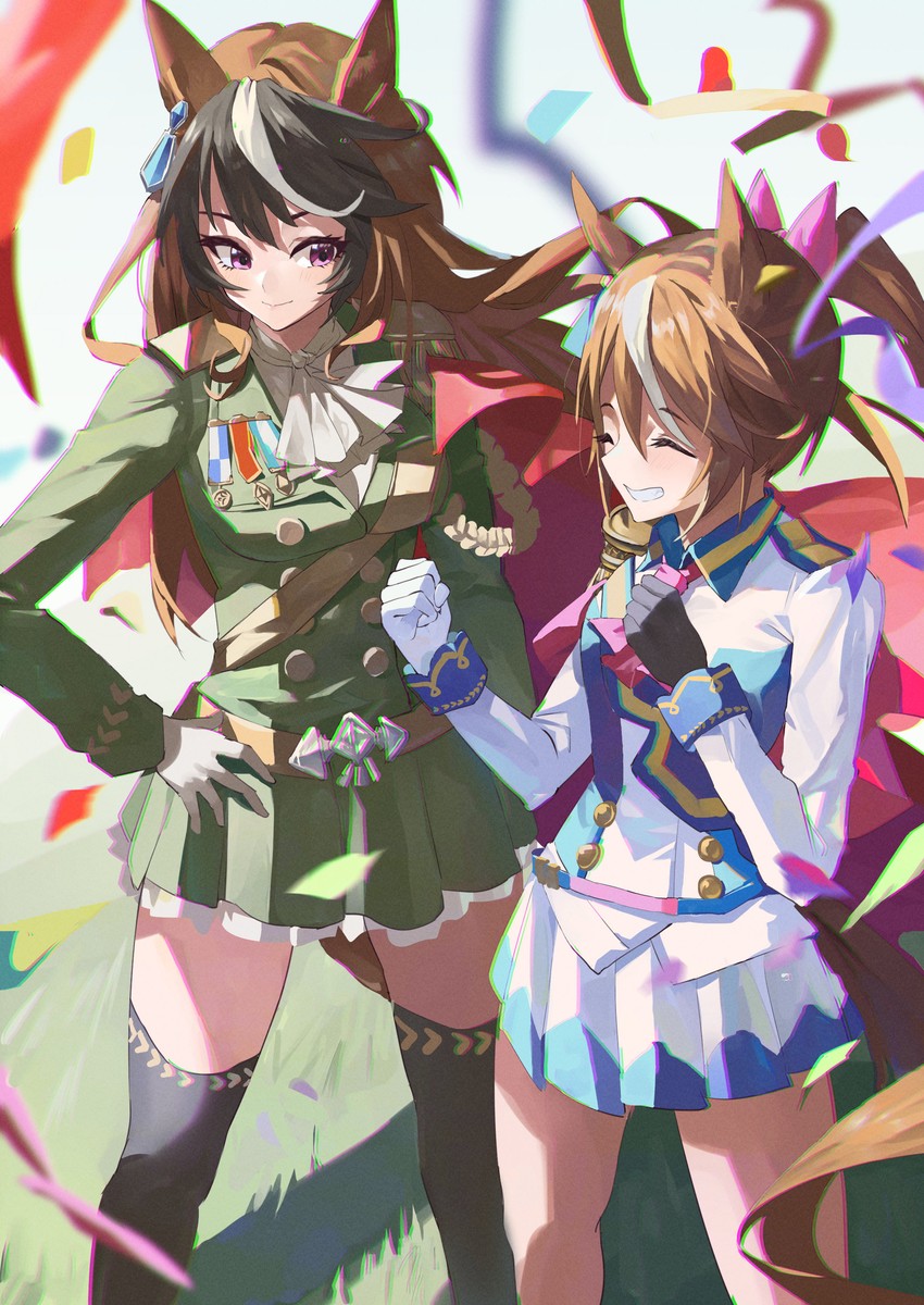 tokai teio and symboli rudolf (umamusume) drawn by feipin_zhanshi