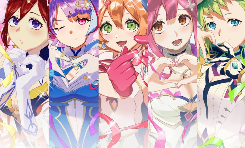 mikumo guynemer, freyja wion, kaname buccaneer, makina nakajima, and reina prowler (macross and 2 more) drawn by utari