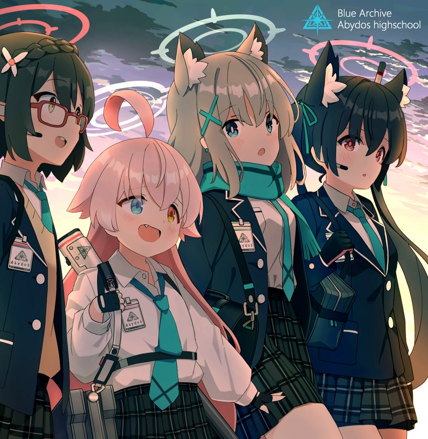 shiroko, hoshino, serika, and ayane (blue archive) drawn by nomio
