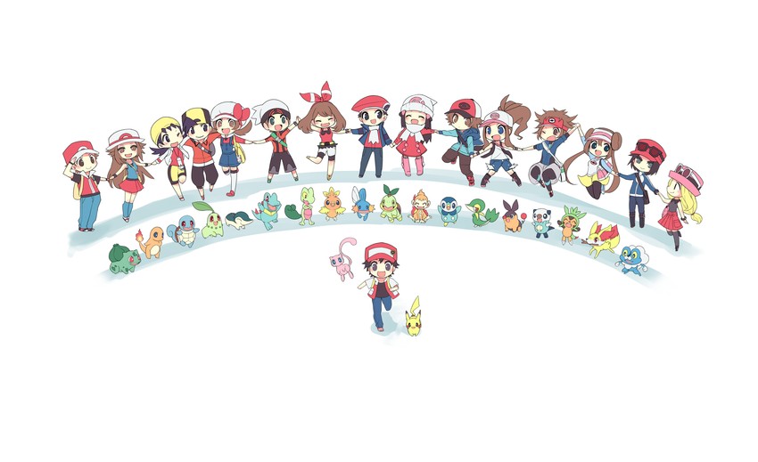 pikachu, dawn, may, rosa, hilda, and 30 more (pokemon and 10 more) drawn by cocoloco