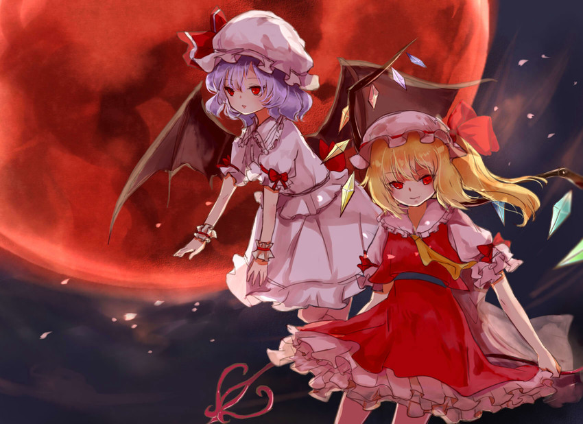 remilia scarlet and flandre scarlet (touhou) drawn by whisper_(artist)