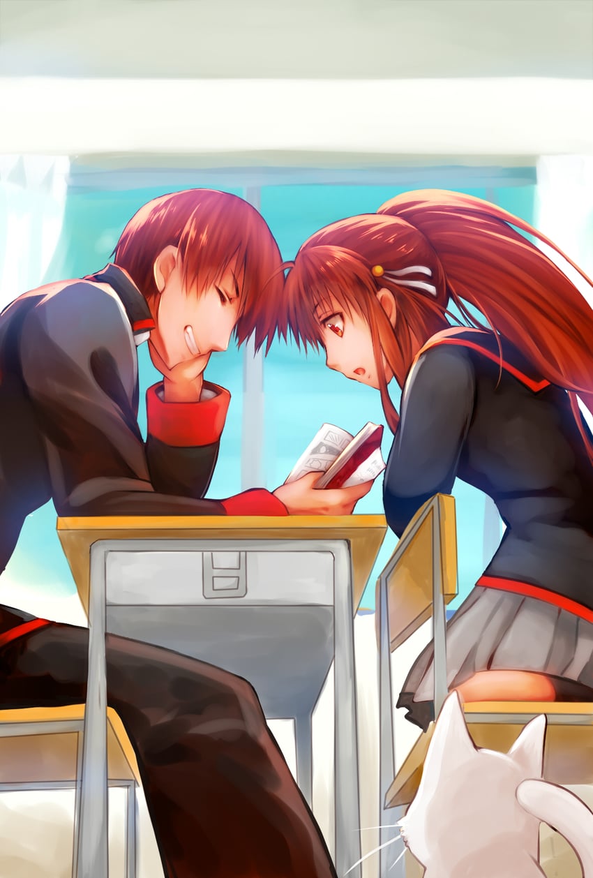 natsume rin, natsume kyousuke, and lennon (little busters!) drawn by rakka