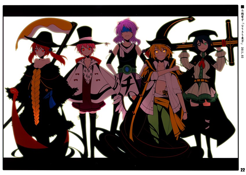 rumia, mystia lorelei, onozuka komachi, murasa minamitsu, letty whiterock, and 5 more (touhou and 1 more) drawn by ideolo