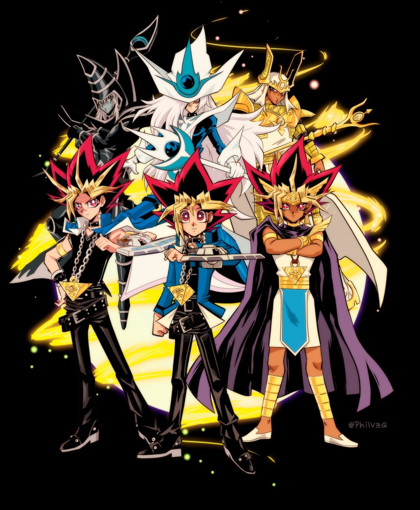 muto yugi, silent magician, yami yugi, dark magician, atem, and 2 more (yu-gi-oh! and 1 more) drawn by phil_vzq