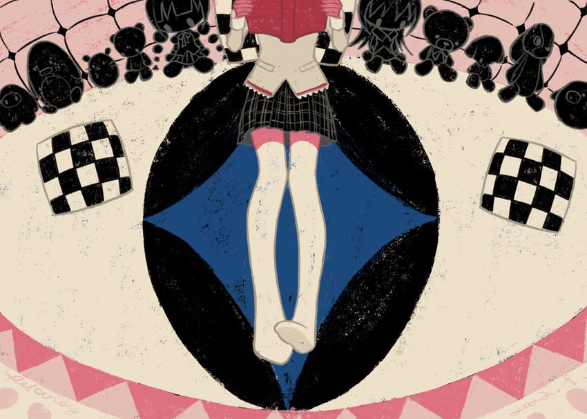 akemi homura and kaname madoka (mahou shoujo madoka magica) drawn by relanoy