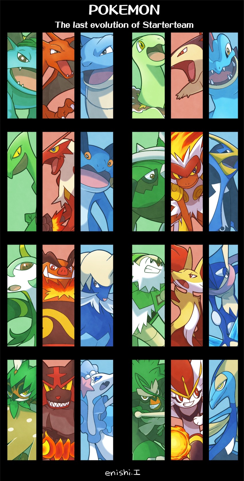 charizard, cinderace, venusaur, greninja, primarina, and 19 more (pokemon) drawn by yukari_(yukari21653710)