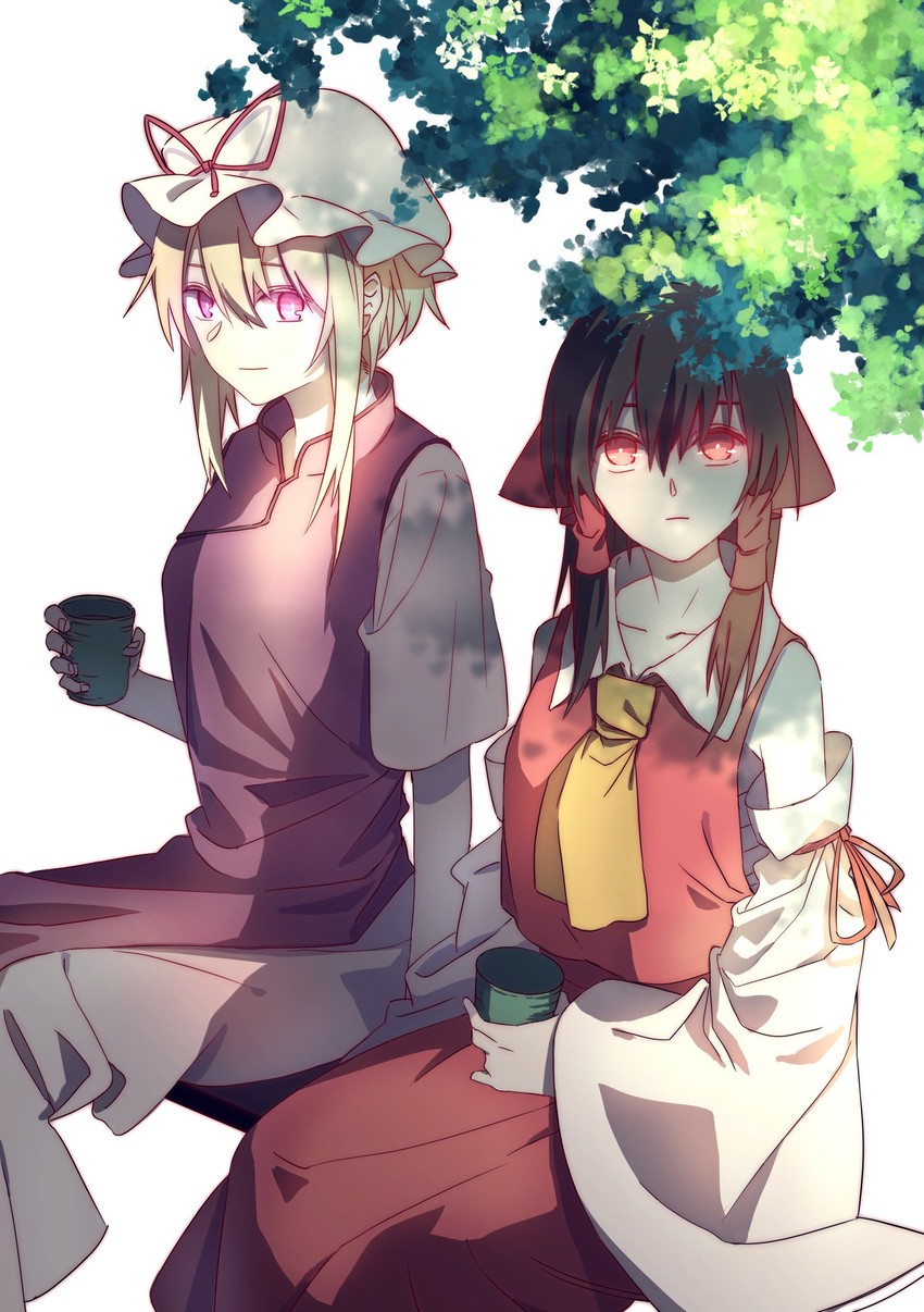 hakurei reimu and yakumo yukari (touhou) drawn by huang_gua