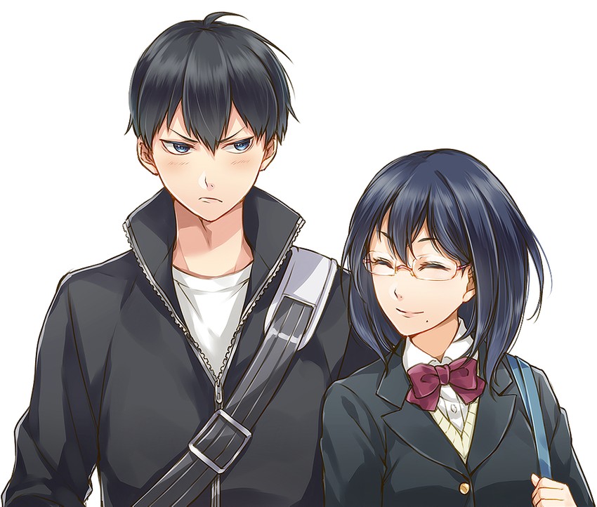 kageyama tobio and shimizu kiyoko (haikyuu!!) drawn by kou-hai