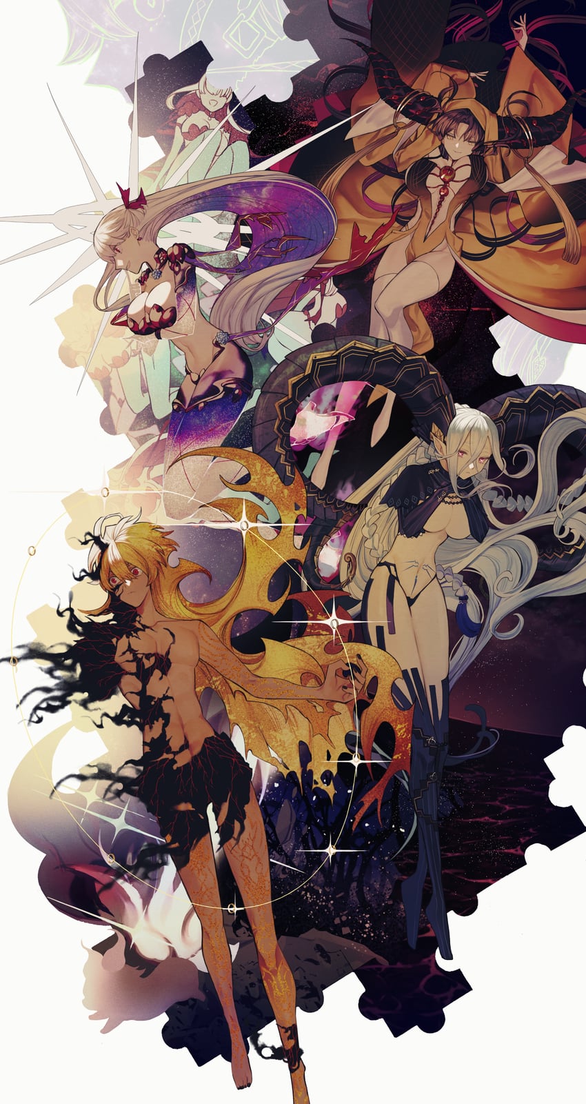 sessyoin kiara, fou, olga marie animusphere, tiamat, u-olga marie, and 3 more (fate and 1 more) drawn by albino_(a1b1n0623)