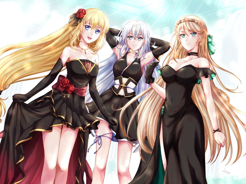 agnes claudel, shizuna rem misurugi, and elaine auclair (eiyuu densetsu and 2 more) drawn by xiacheng_tatsuya