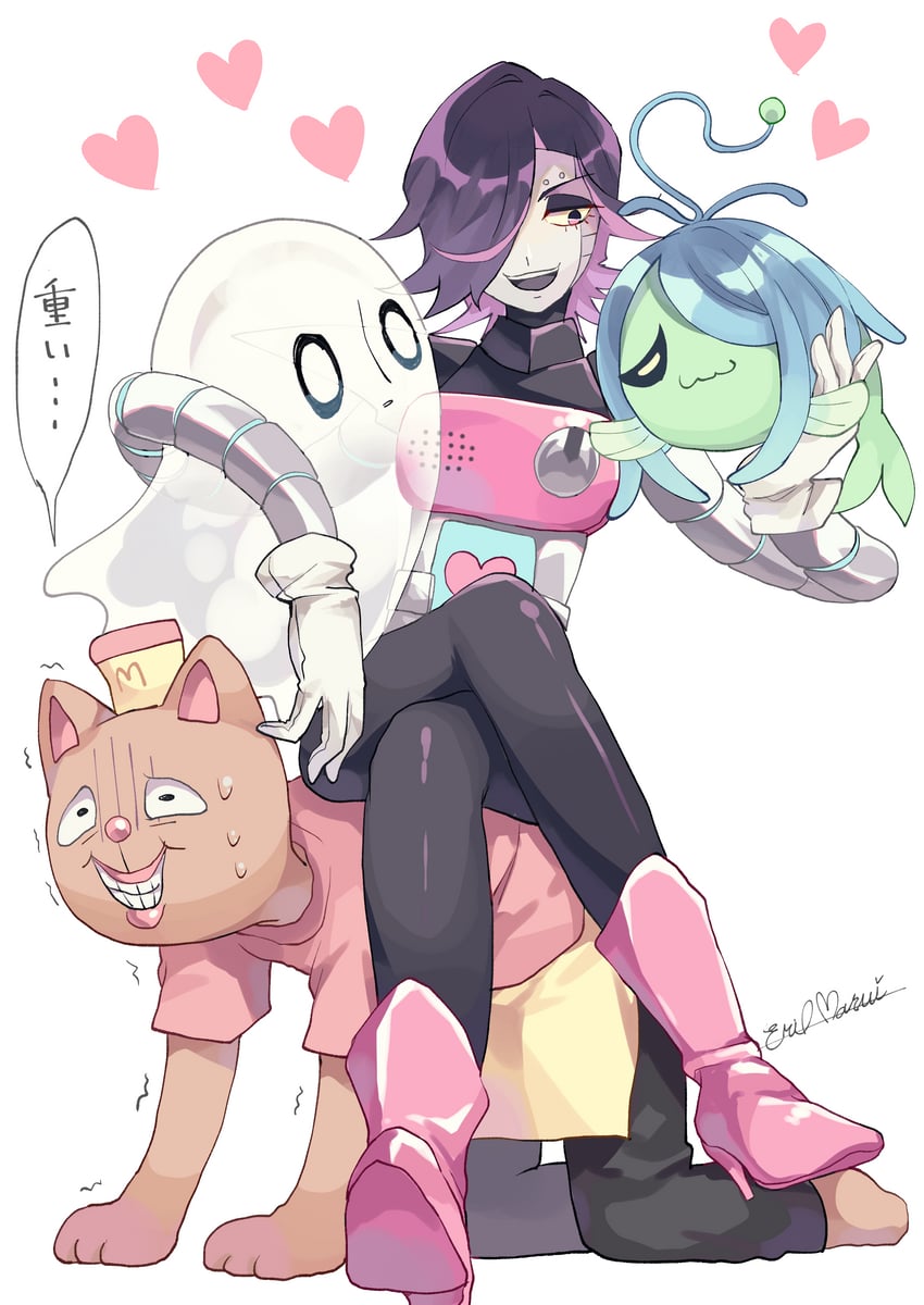 mettaton, mettaton ex, napstablook, burgerpants, and shyren (undertale) drawn by marueri