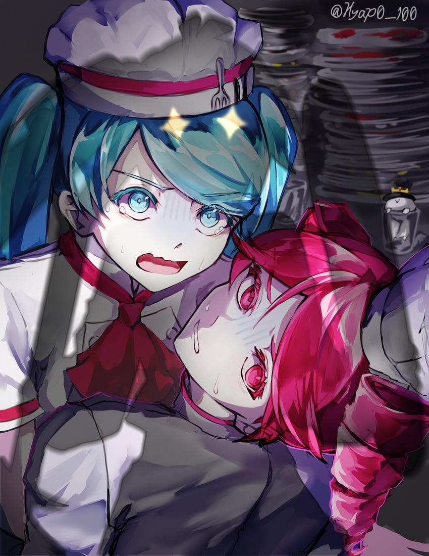 hatsune miku, kasane teto, and akita neru (vocaloid and 2 more) drawn by hyap0_100