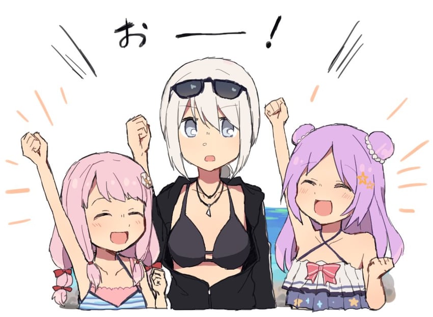 misono karin, tamaki ui, and izumi kanagi (mahou shoujo madoka magica and 1 more) drawn by okudo61