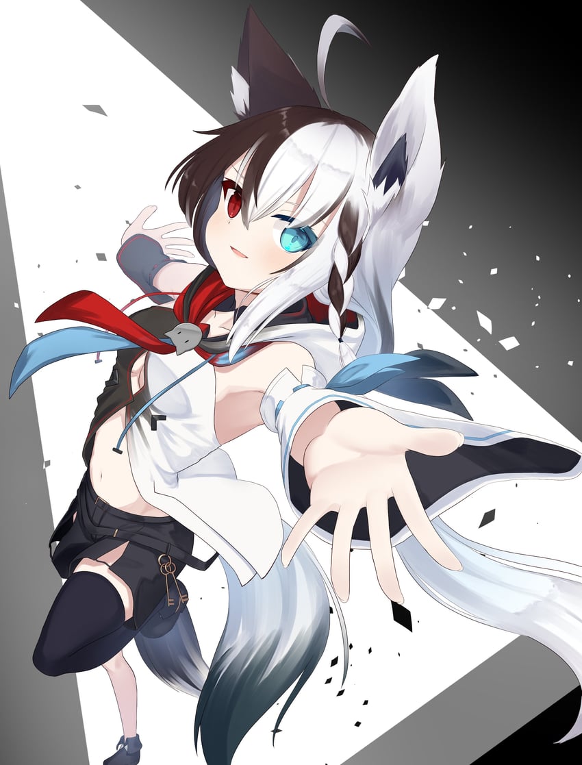 shirakami fubuki and kurokami fubuki (hololive) drawn by nekuro_(tamakooji)