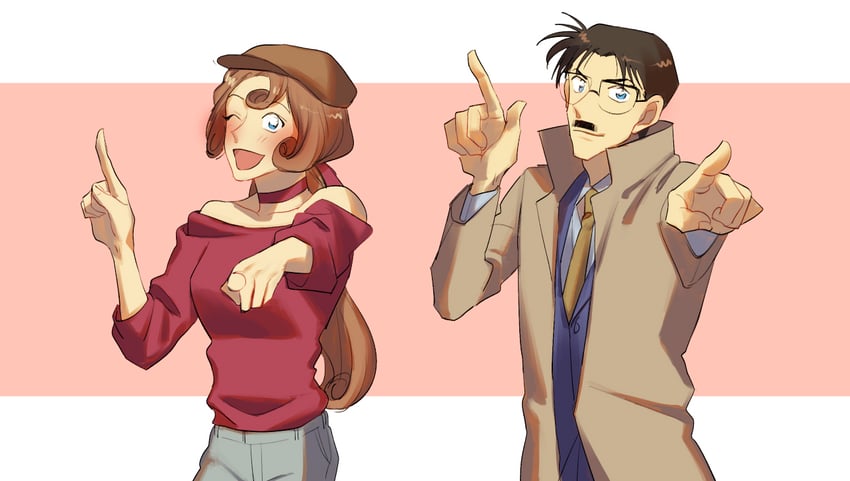 kudou yukiko and kudou yuusaku (meitantei conan) drawn by czech_gana