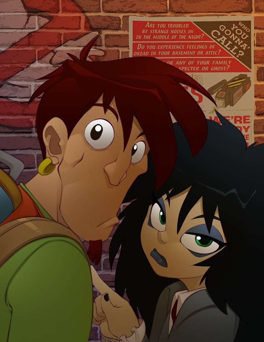 kylie griffin and eduardo rivera (ghostbusters and 1 more) drawn by bleedman