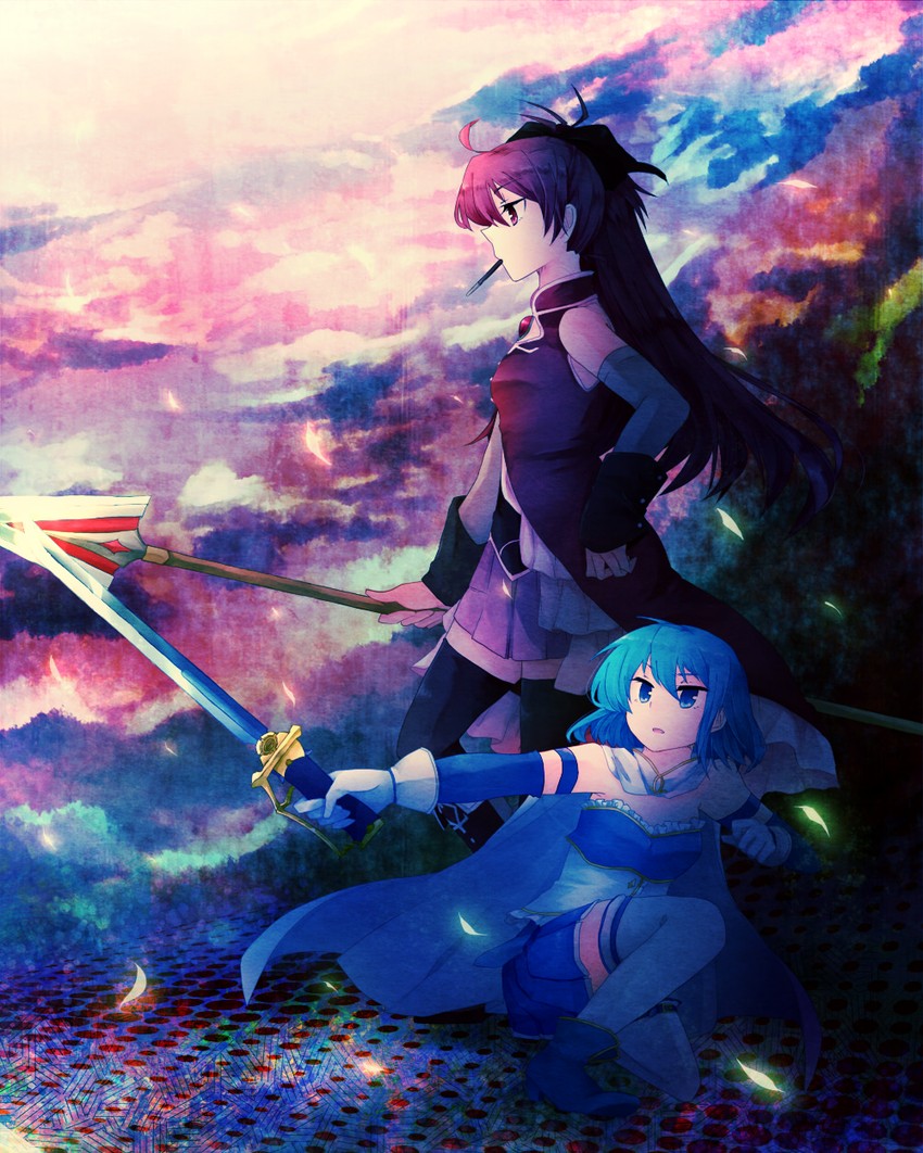 miki sayaka and sakura kyoko (mahou shoujo madoka magica) drawn by mizuki_(flowerlanguage)