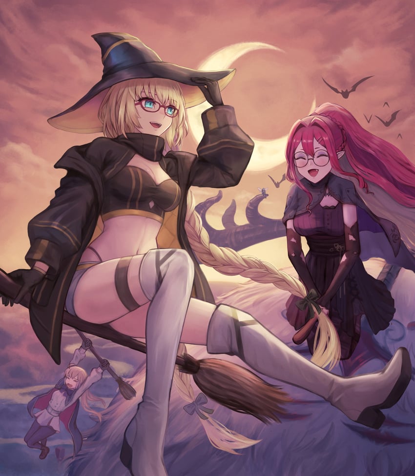 artoria pendragon, baobhan sith, artoria caster, oberon, cernunnos, and 1 more (fate and 1 more) drawn by sushisnek