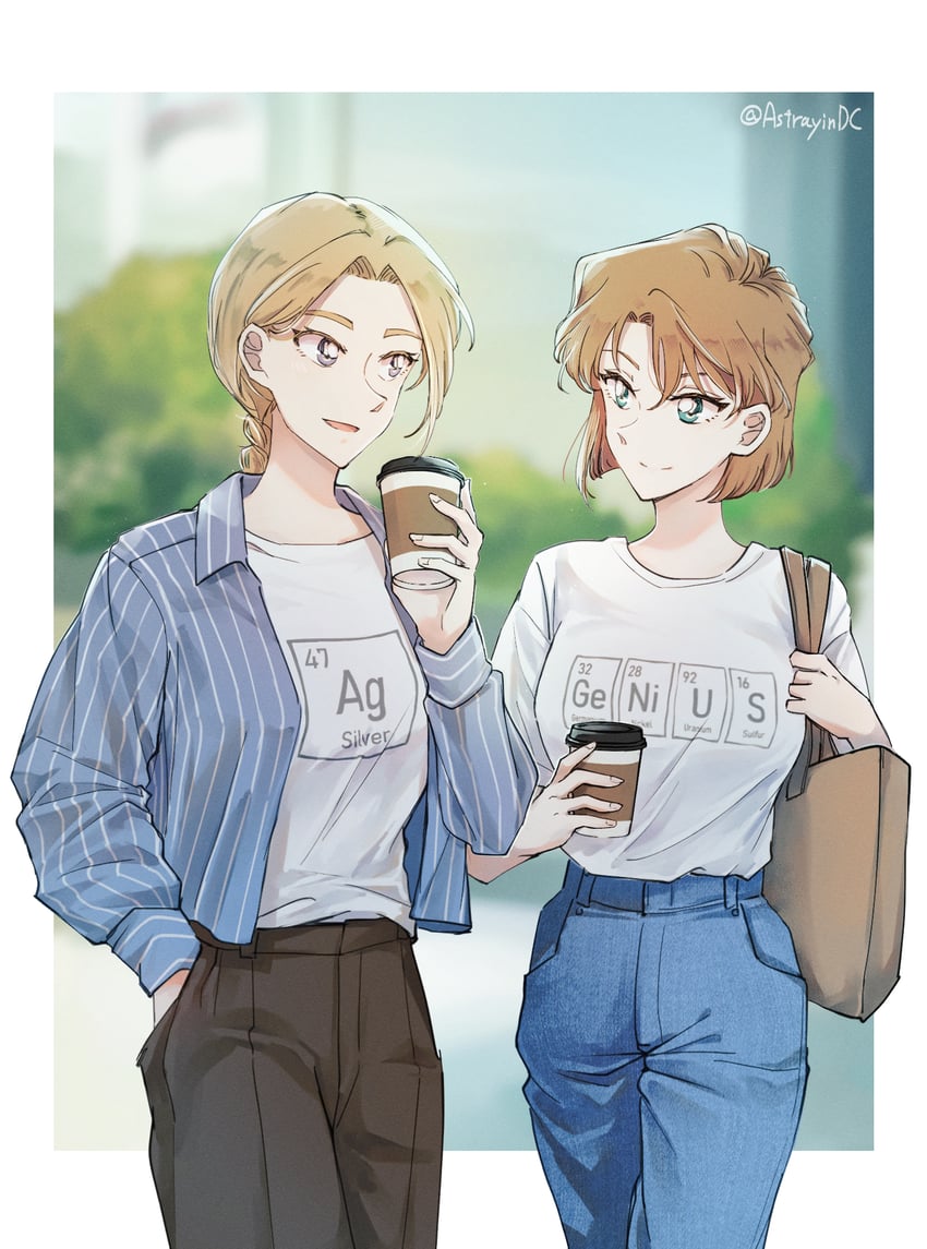 miyano shiho and naomi argento (meitantei conan and 1 more) drawn by astrayin