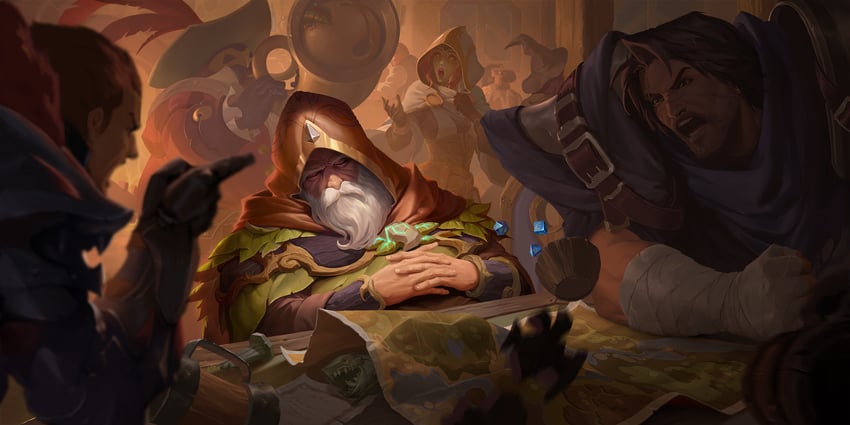 garen, nami, darius, bard, zilean, and 5 more (league of legends and 1 more) drawn by b03di