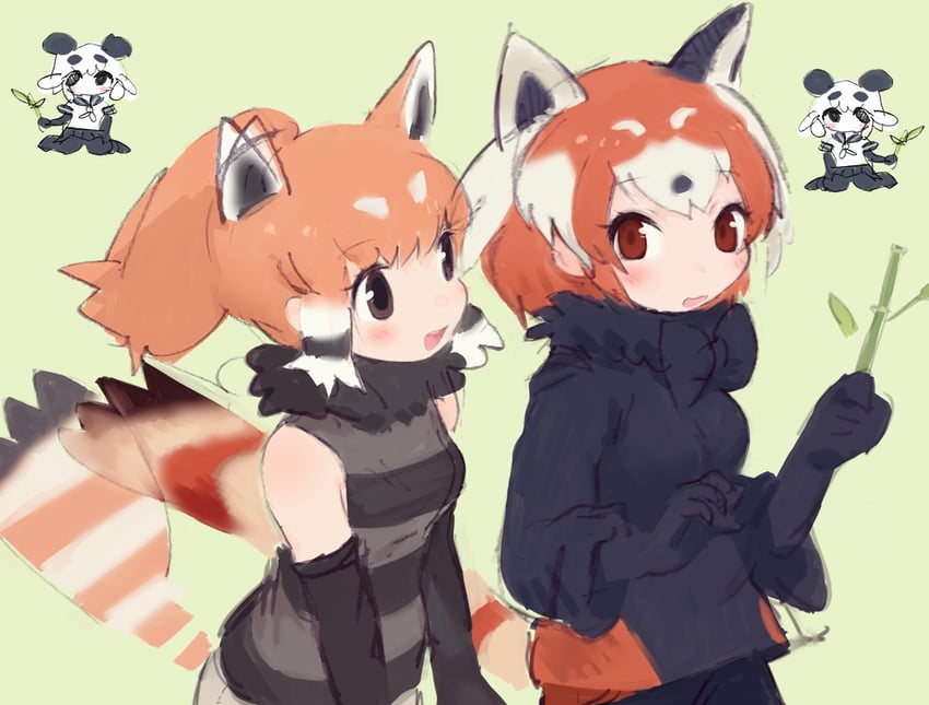 red panda and giant panda (kemono friends and 1 more) drawn by mitsuamischeme