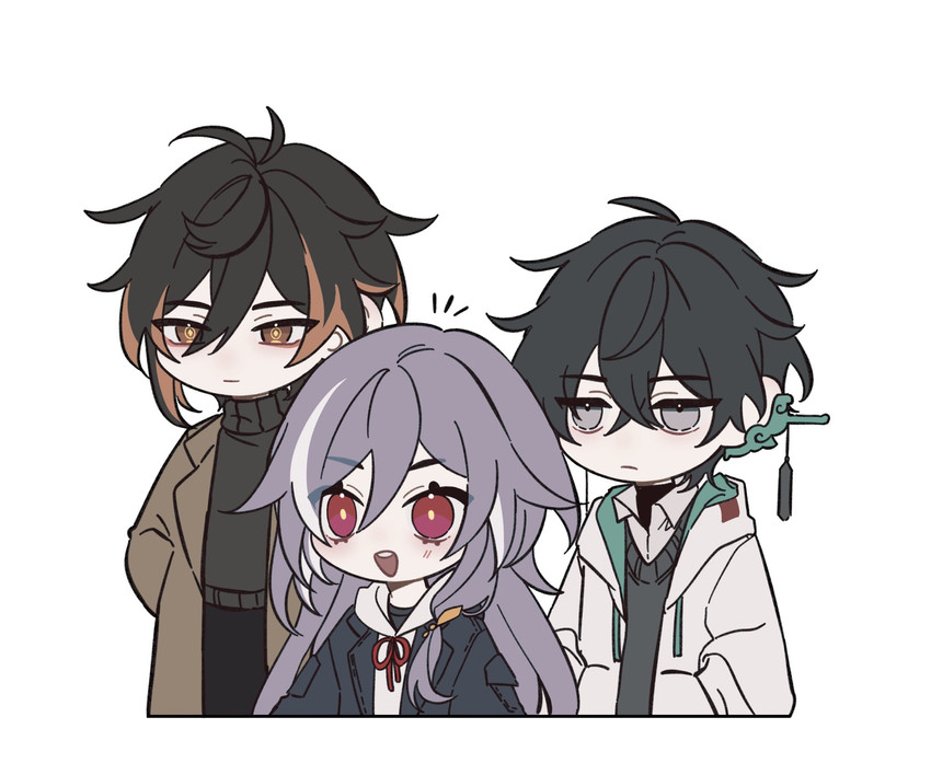 zhongli, dan heng, and herrscher of sentience (genshin impact and 4 more) drawn by kirakirakuraku