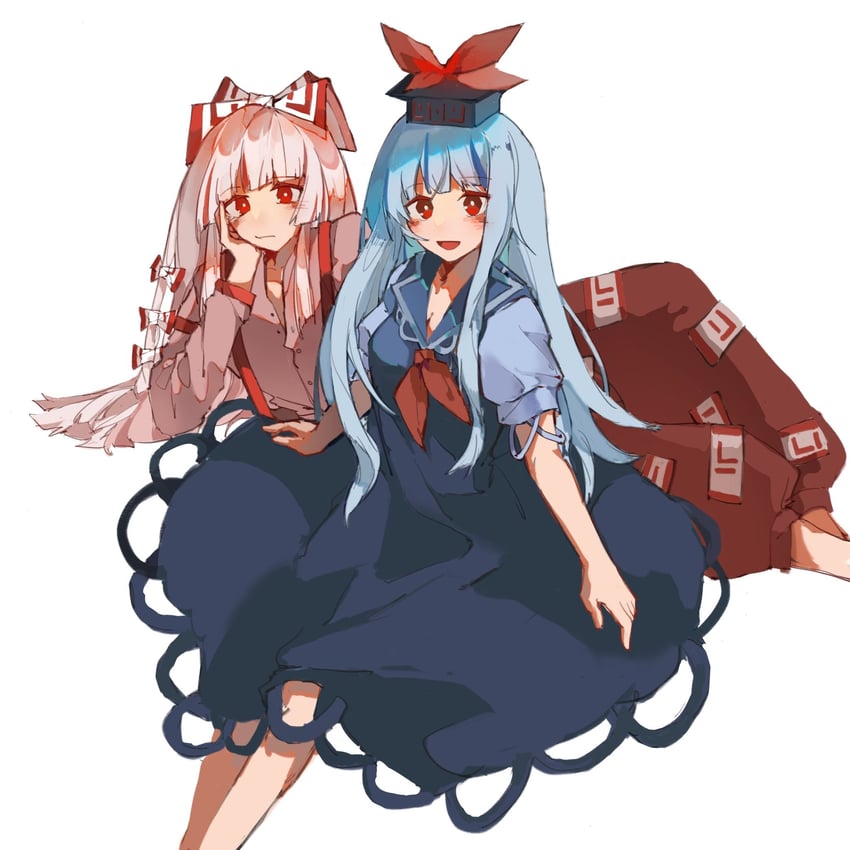 fujiwara no mokou and kamishirasawa keine (touhou) drawn by yukiaa