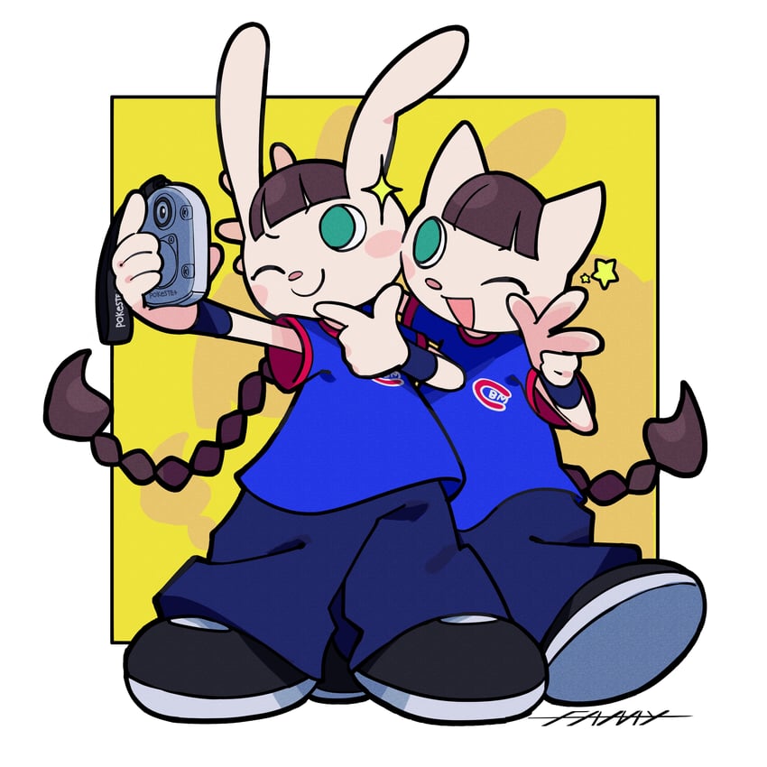 mimi and nyami (bemani and 1 more) drawn by fami_(yellow_skies)