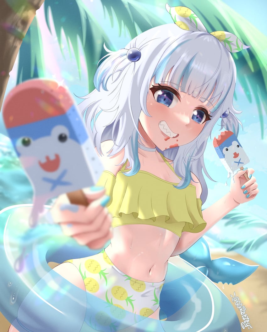 gawr gura and bloop (hololive and 1 more) drawn by ggreezey