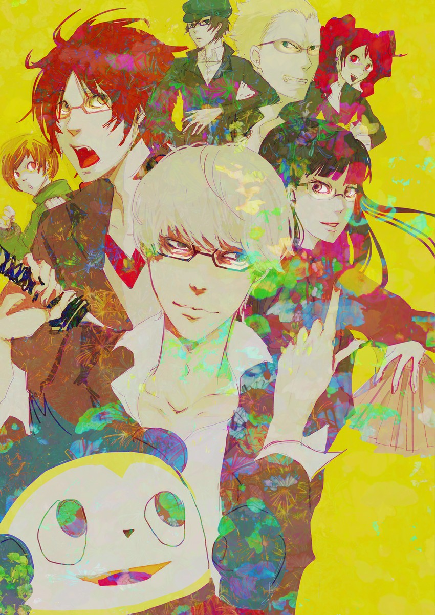 narukami yu, shirogane naoto, satonaka chie, kujikawa rise, amagi yukiko, and 3 more (persona and 1 more) drawn by hiroshi_kichi