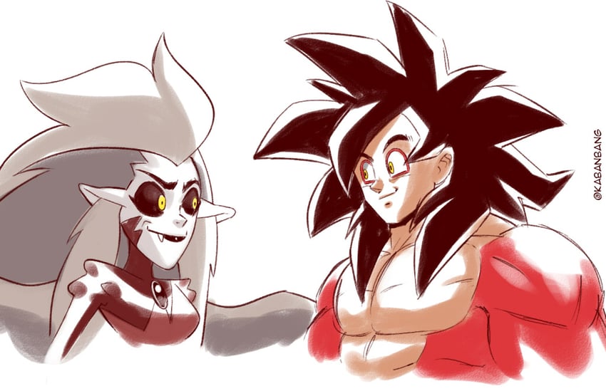 son goku and edalyn clawthorne (dragon ball and 2 more) drawn by bang_dacy