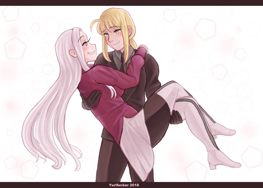 artoria pendragon, saber, and irisviel von einzbern (fate and 1 more) drawn by henemimi