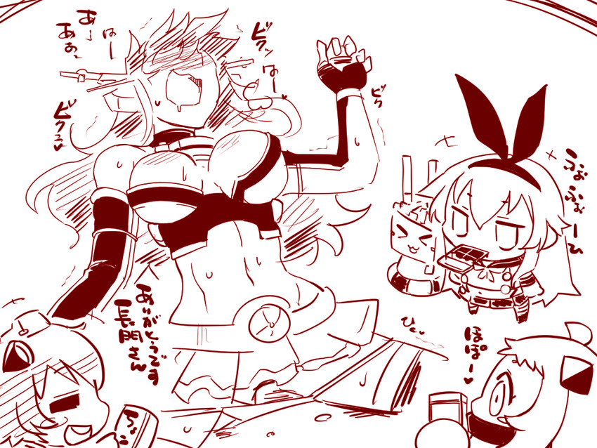 shimakaze, nagato, yukikaze, northern ocean princess, and rensouhou-chan (kantai collection) drawn by sako_(bosscoffee)