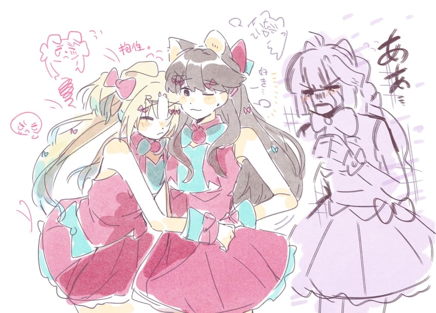 fujishima megumi, osawa rurino, and anyoji hime (love live! and 1 more) drawn by woodonly