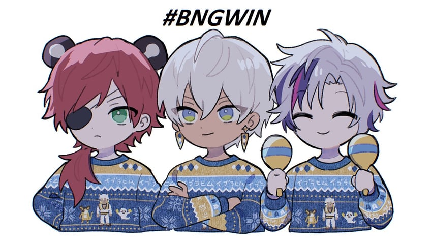 fuwa minato, lauren iroas, ibrahim, maracas ghost, and tora-chan (nijisanji) drawn by hyugaon