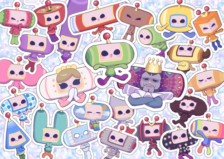 the prince, king of all cosmos, dipp, ichigo, honey, and 21 more (katamari damacy) drawn by umm15