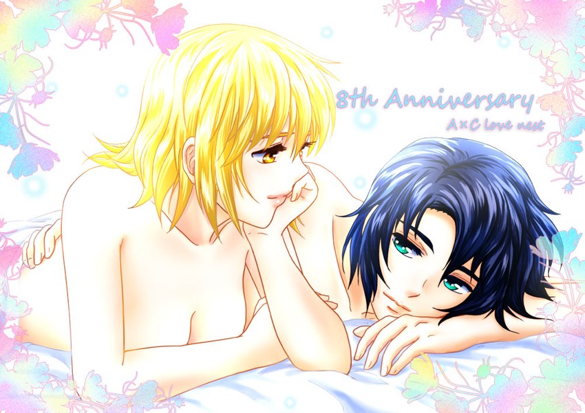 cagalli yula athha and athrun zala (gundam and 1 more) drawn by parubinko