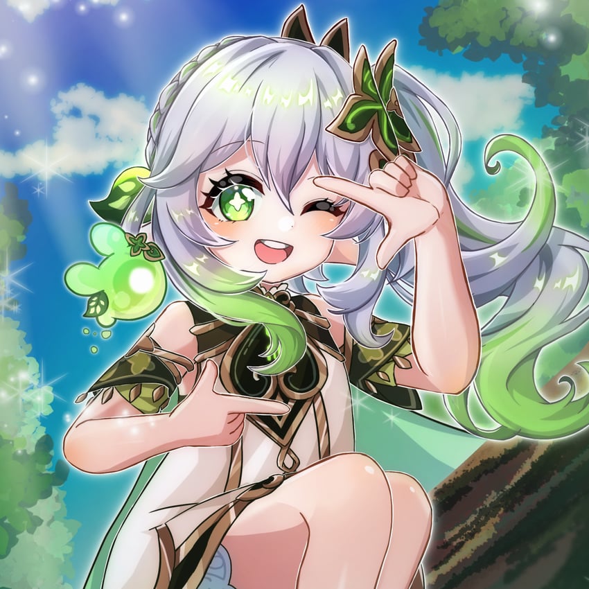 nahida and seelie (genshin impact) drawn by mochimugi_(mcmg_kk_snkn)