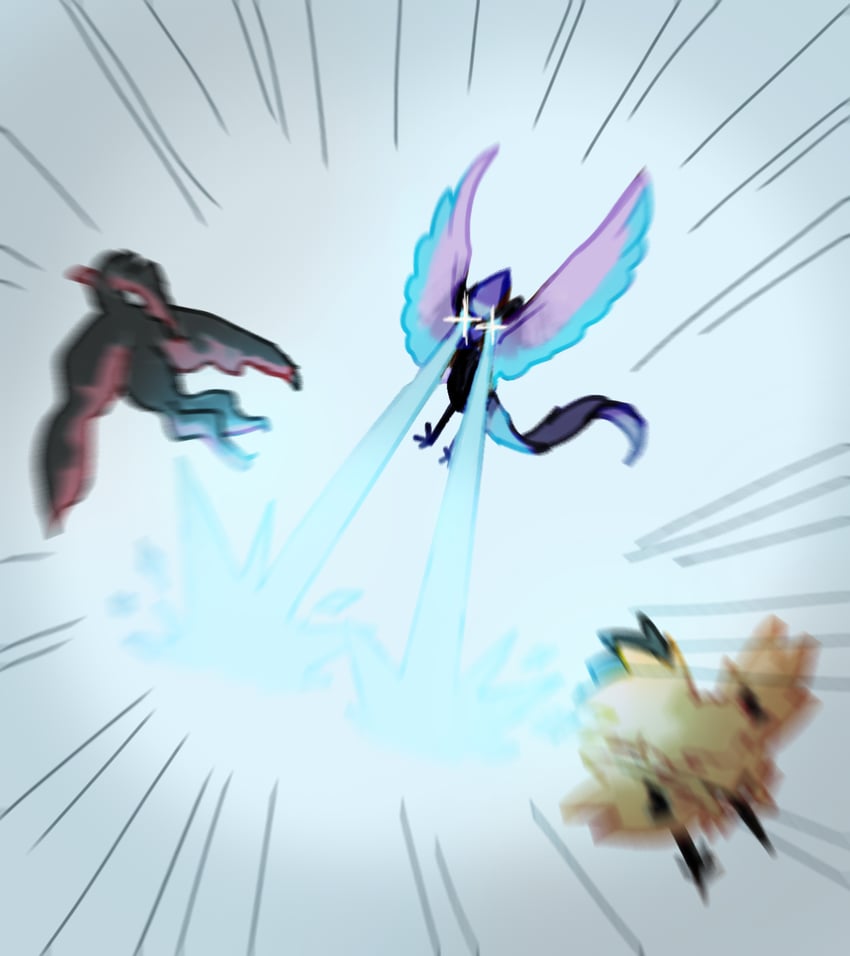 galarian moltres, galarian zapdos, and galarian articuno (pokemon) drawn by bigglyboof