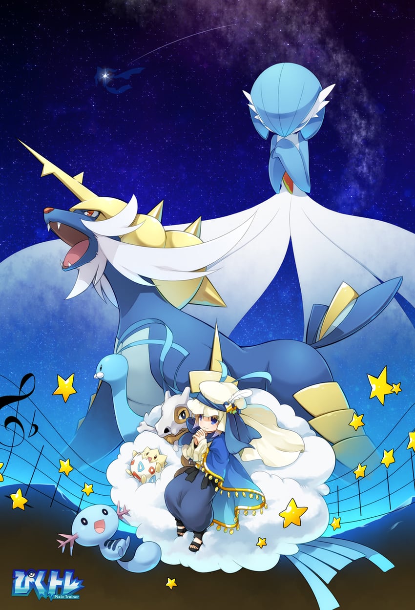 gardevoir, jirachi, altaria, togepi, wooper, and 2 more (pokemon and 1 more) drawn by chiyo_(195815)