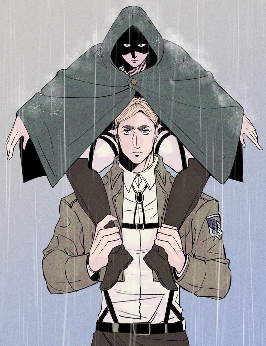 levi and erwin smith (shingeki no kyojin) drawn by belbung2014