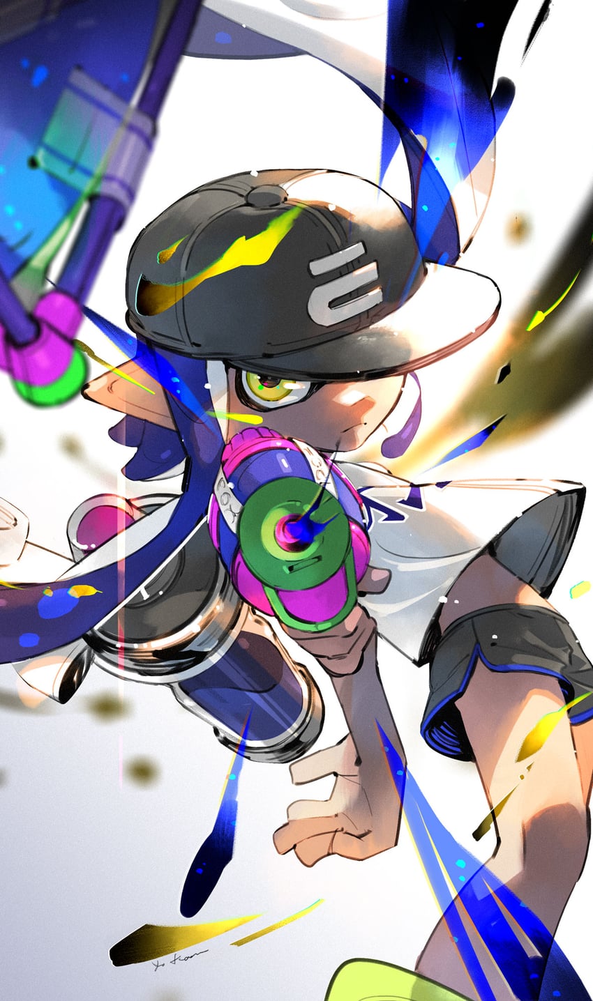 inkling player character and inkling girl (splatoon and 1 more) drawn by taroji