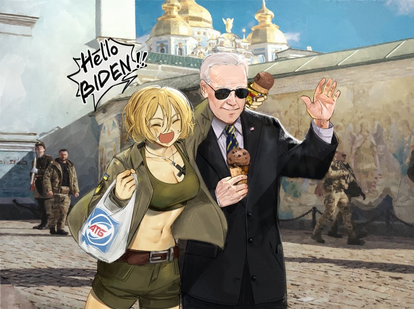 marichka, joe biden, and volodymyr zelensky (original and 2 more) drawn by usergore