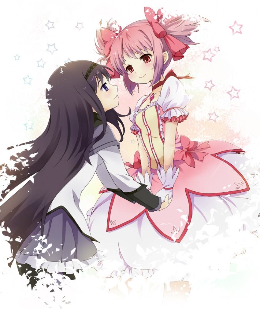 akemi homura and kaname madoka (mahou shoujo madoka magica) drawn by blue_door