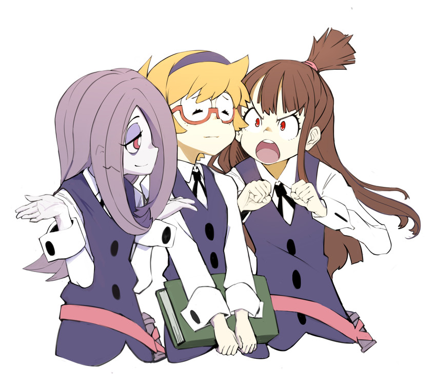 kagari atsuko, sucy manbavaran, and lotte jansson (little witch academia) drawn by momo_(higanbana_and_girl)